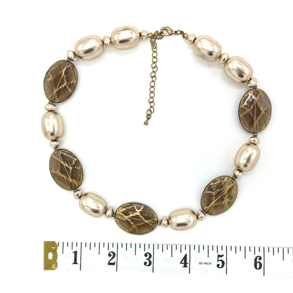 Champagne Silvery Gold Beaded Choker Necklace - Picture 3 of 3